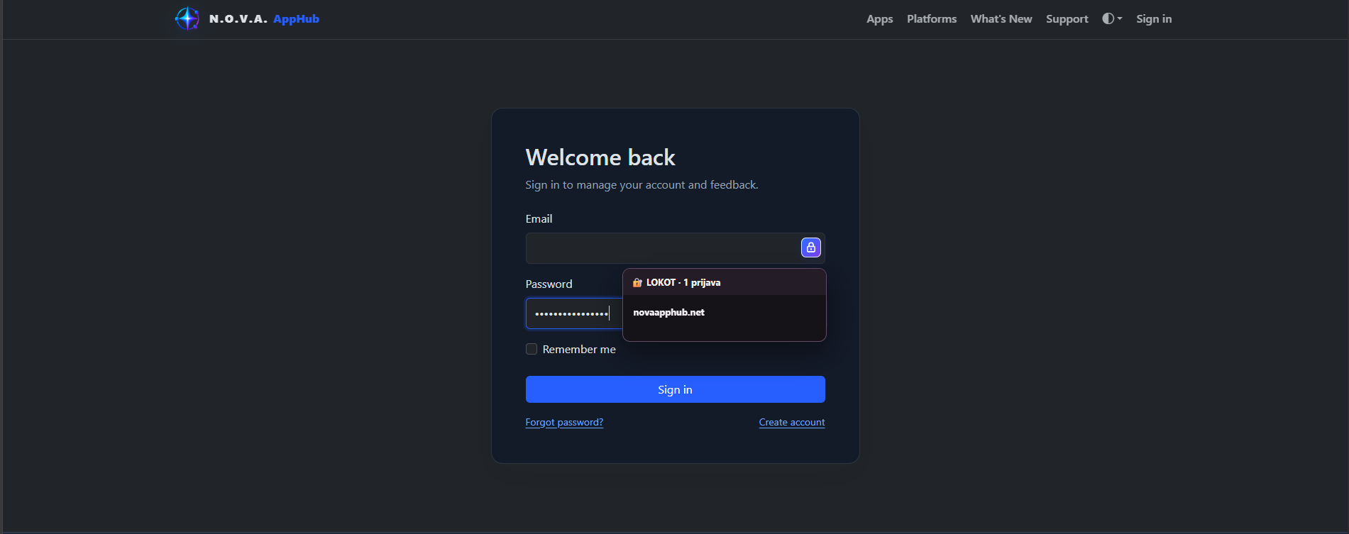 Fill supported sign-in forms directly from your browser
